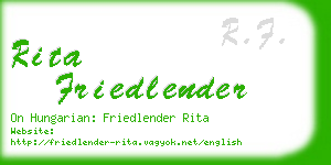 rita friedlender business card